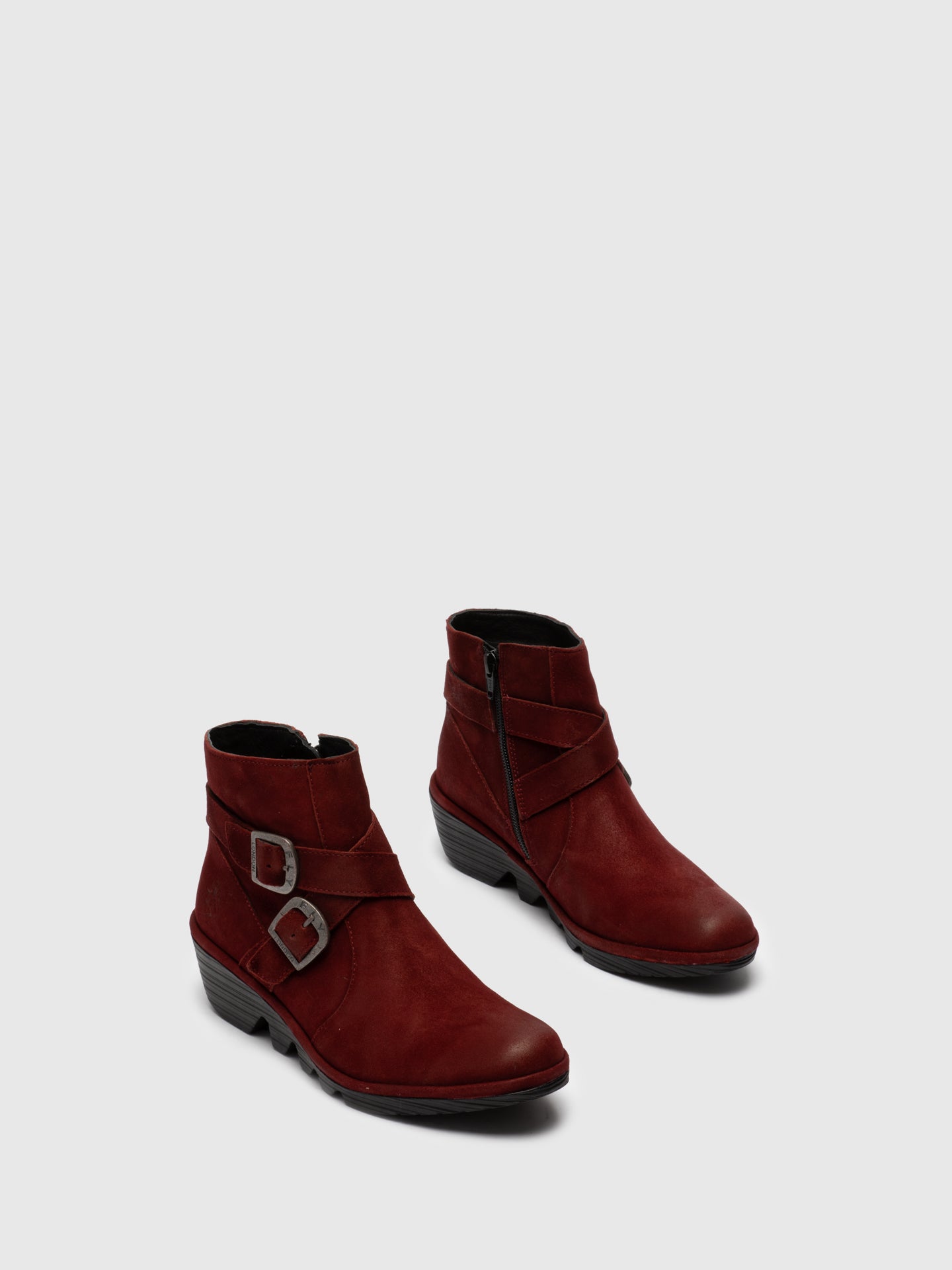Fly London Botins com Fivela em Vermelho